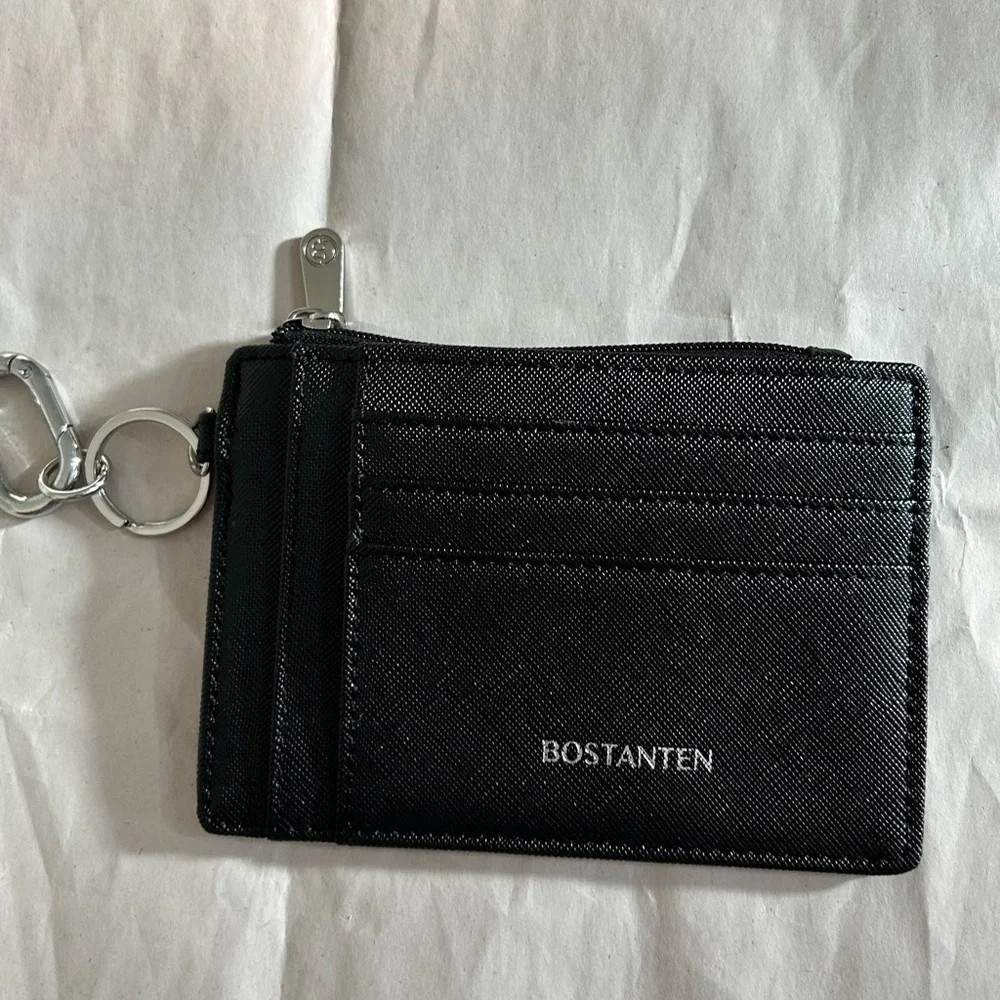 BOSTANTEN Black Card Holder with Key Ring